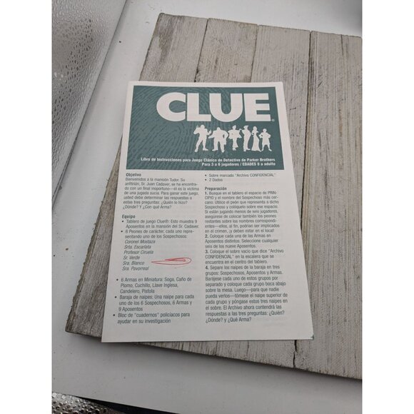 2002 Clue Board Game Replacement Parts Game Board Instructions - Picture 6 of 9
